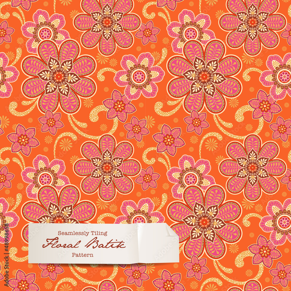 colorful floral batik pattern (seamlessly tiling)
