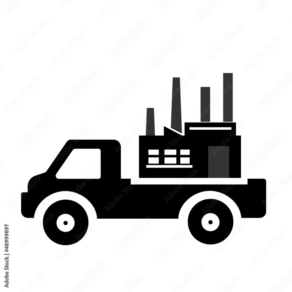 Délocalisation, usine en livraison dans un camion Délocalisation, usine en livraison dans un camion