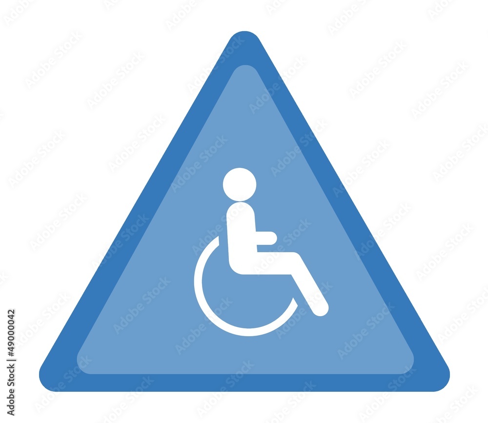 Personne handicapée en fauteuil roulant dans un panneau Personne handicapée en fauteuil roulant dans un panneau