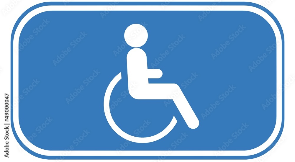 Personne handicapée en fauteuil roulant dans un panneau Personne handicapée en fauteuil roulant dans un panneau