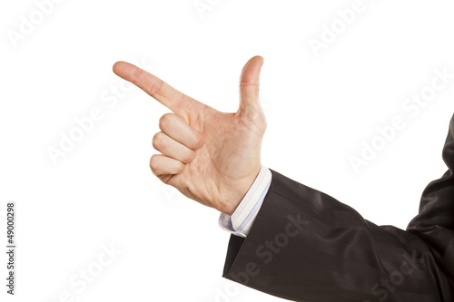 strong male hand of businessman showing direction