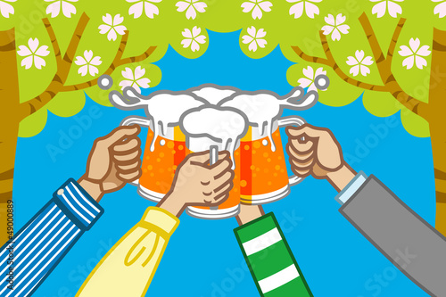 toast beer,tree background