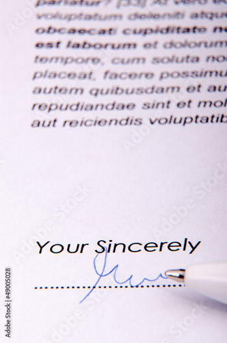 Signature over agreement