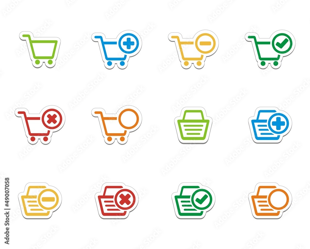 ecommerce icons - colorful stickers