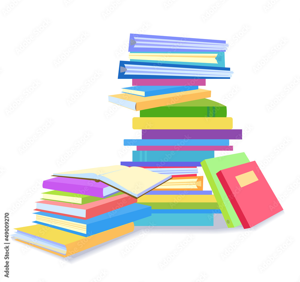 Multicoloured books on white background Multicoloured books on white background