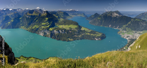 Lake in Switzerland Panoramic view from Fronalpstock