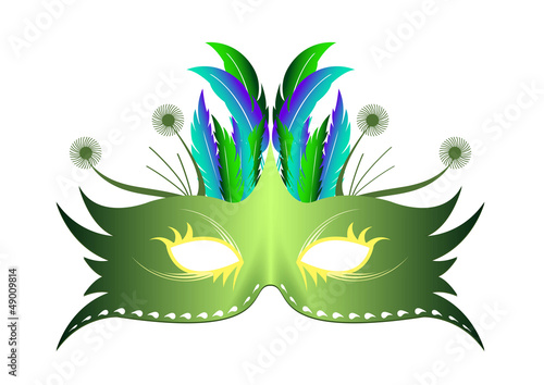 Masque plume Rio - Vert - Carnaval