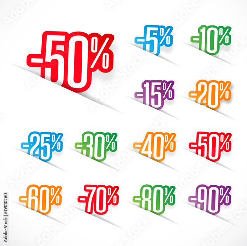 Etiquettes prix discount -5% à -90%