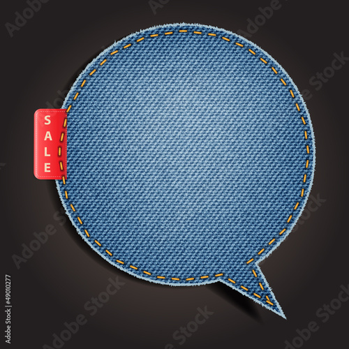 Jeans texture background on retro style speech bubbles