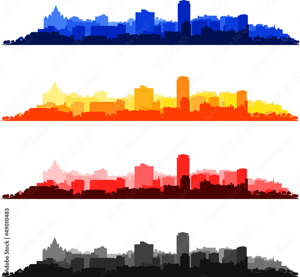 City ​​panorama 4 colors cityscape