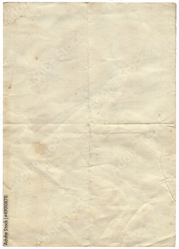 Isolated old vintage folded torn paper.