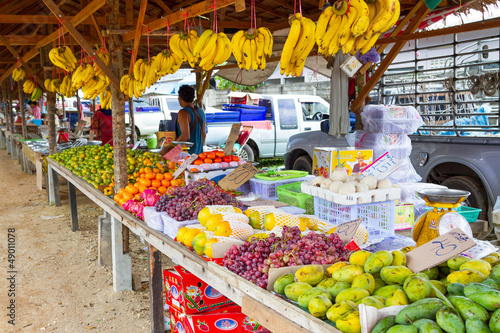 Fruits stand on the local market in Khao Lak, Thailand