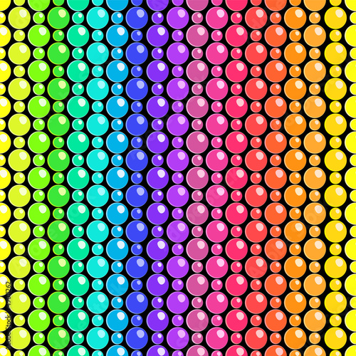 Colorful bead strings seamless pattern on black, vector