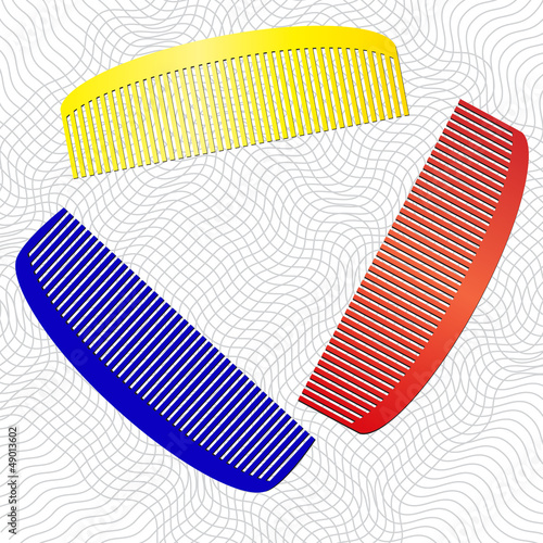 Background with colorful combs and hair.