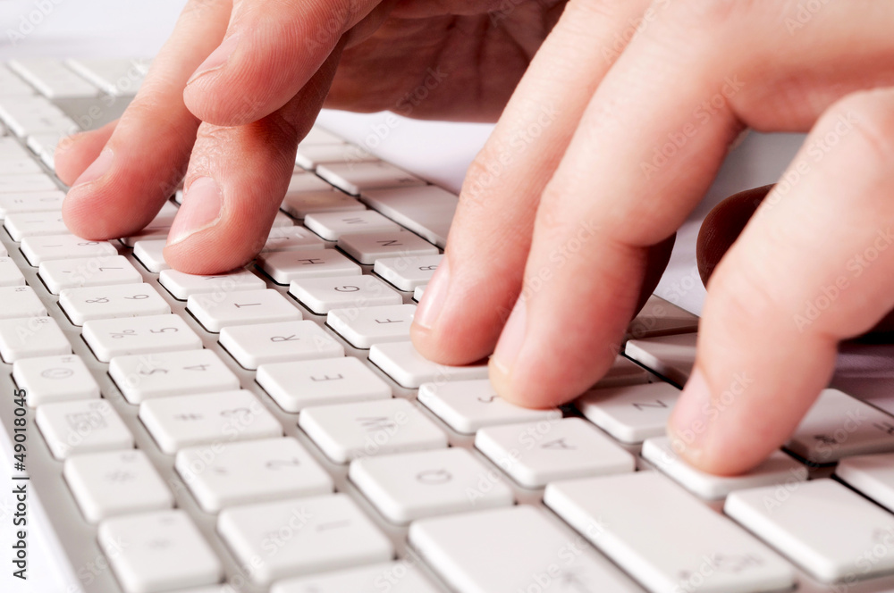 Hand and keyboard Hand and keyboard