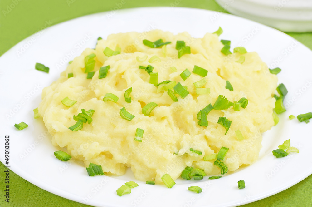 Mashed potatoes on a white plate Mashed potatoes on a white plate