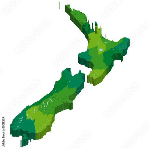 Obraz na plátne ニュージーランド　地図　３D　国