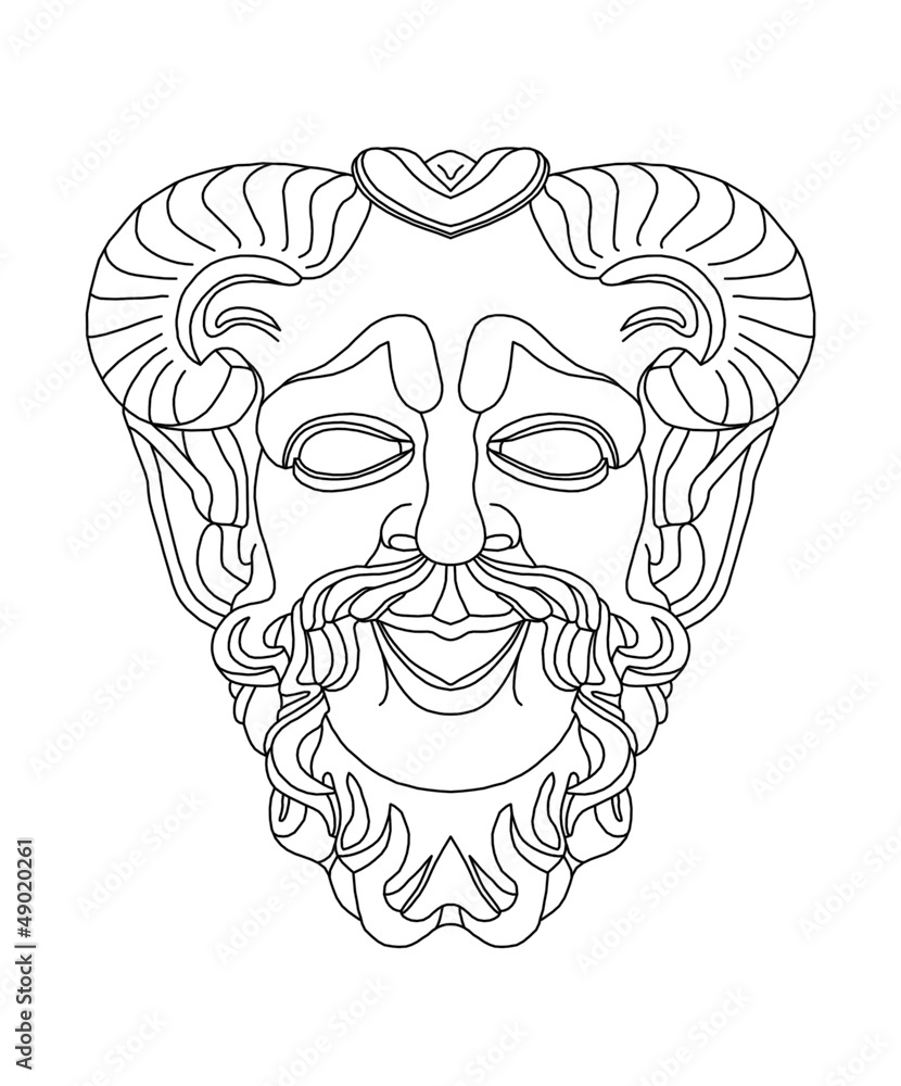 greek theatrical mask of satyr greek theatrical mask of satyr