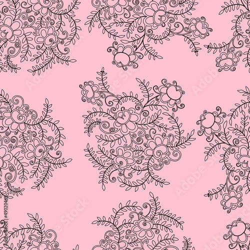 Tender flowers seamless pattern