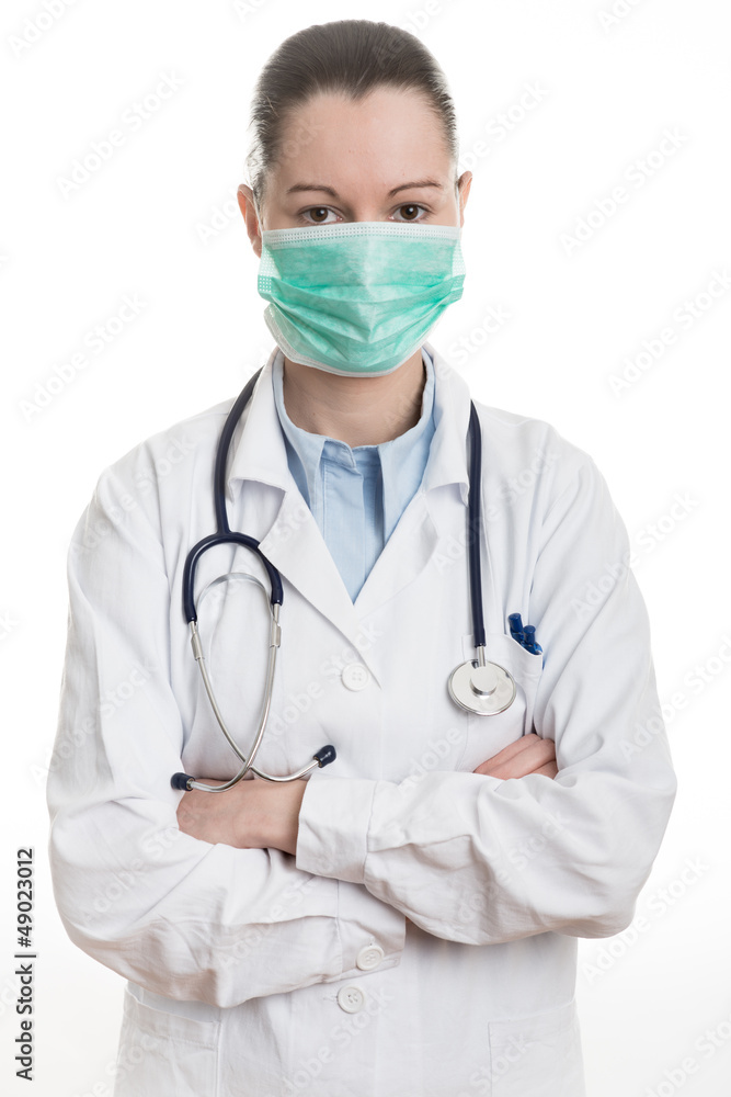 Close-up of a female doctor smiling. Close-up of a female doctor smiling.