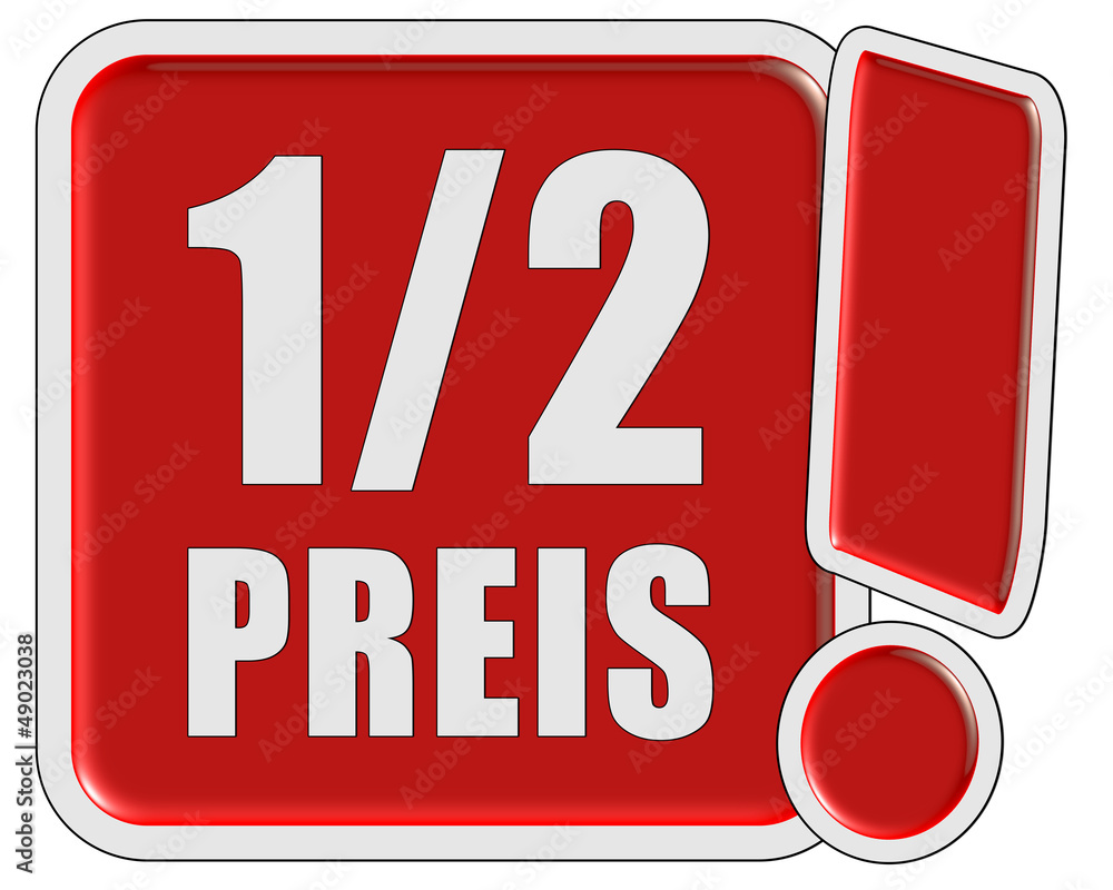 !Schild rot quad 1/2 PREIS Stock Illustration Adobe Stock