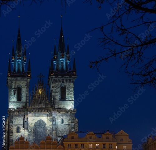 View of a Church of Our Lady before Tyn at night