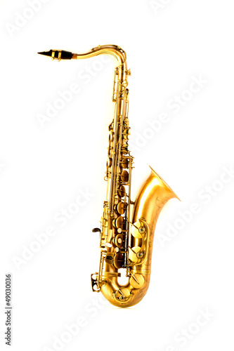 Tenor sax golden saxophone isolated on white