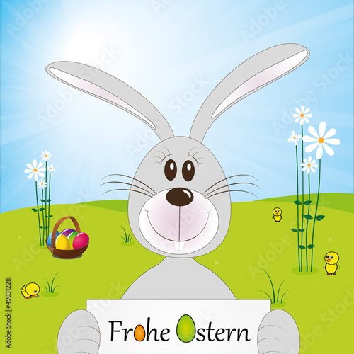 Frohe Ostern - Osterhase - Osternest