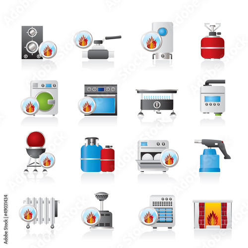 Household Gas Appliances icons - vector icon set