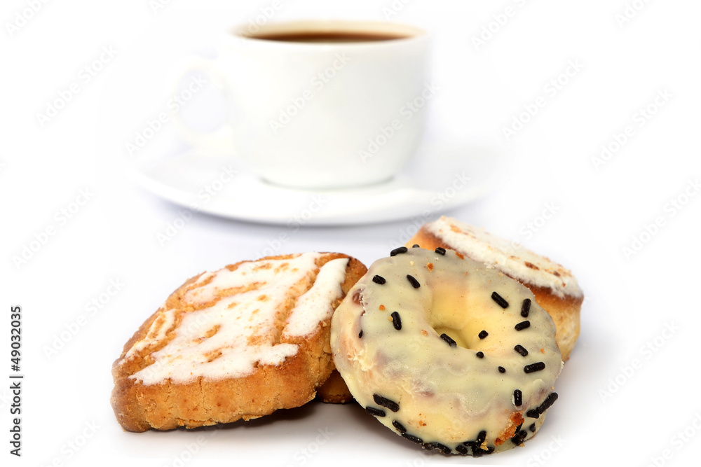 Coffee cup and cookies