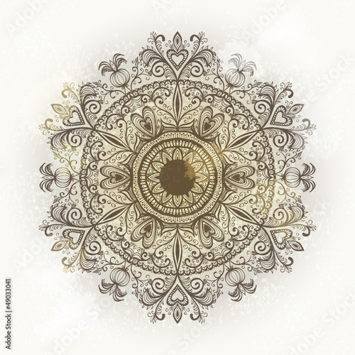 Grunge hand drawn circular floral ornament. Eps10