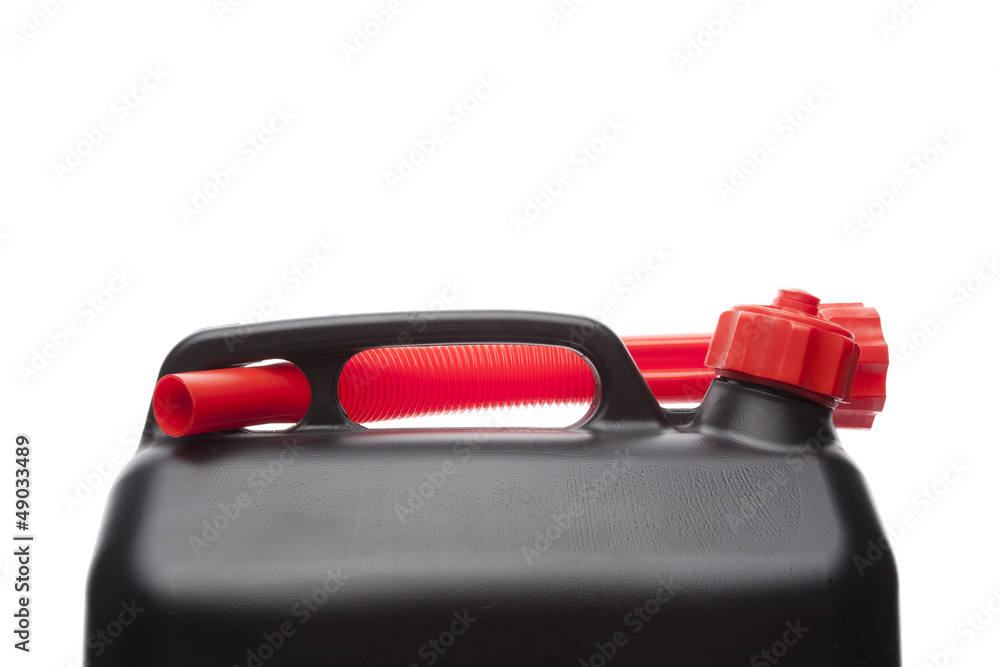 Fototapeta premium Black jerry can isolated on white background