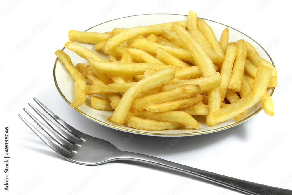 french fries and fork french fries and fork