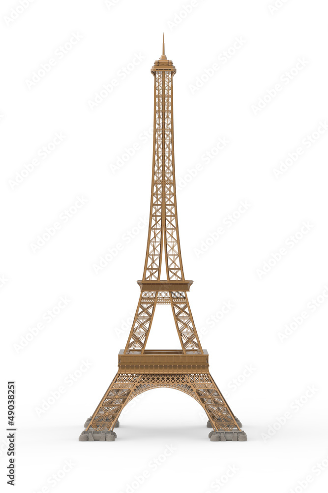Eiffel Tower Isolated on White Background