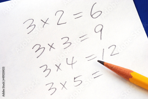 Practice the multiplication table with a pencil