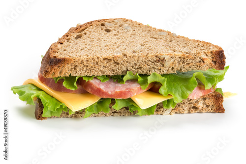 Sandwich with ham on white