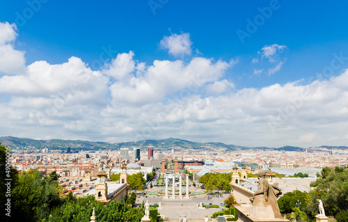 Canvas Print Aerial view of Barcelona from  National Palace