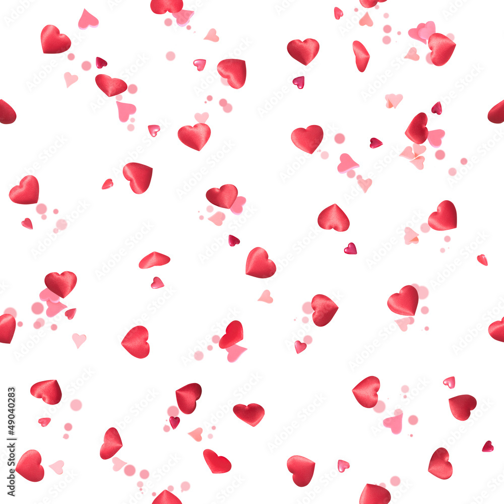 Repeatable, flying hearts with bokeh circles