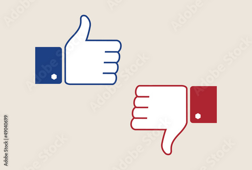 Thumb up and thumb down - like and dislike