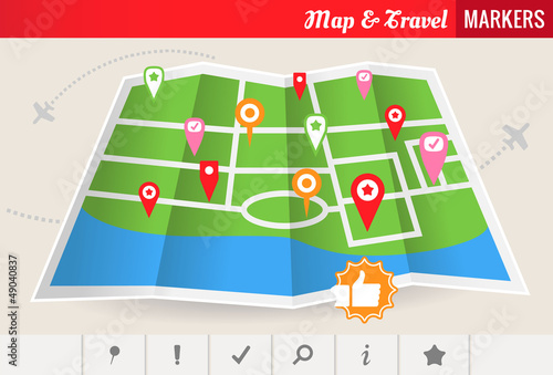 Map & Travel Markers symbols - Vector Set