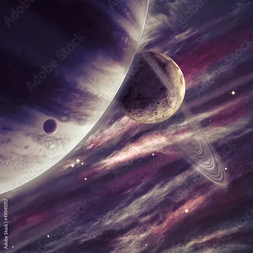 Obraz Pole gwiazd w kosmosie wiele lat świetlnych od Ziemi.