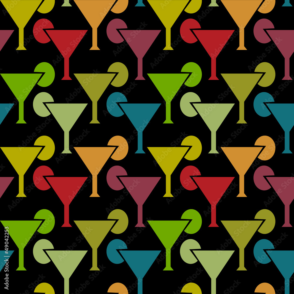 Multicolored cocktails seamless pattern