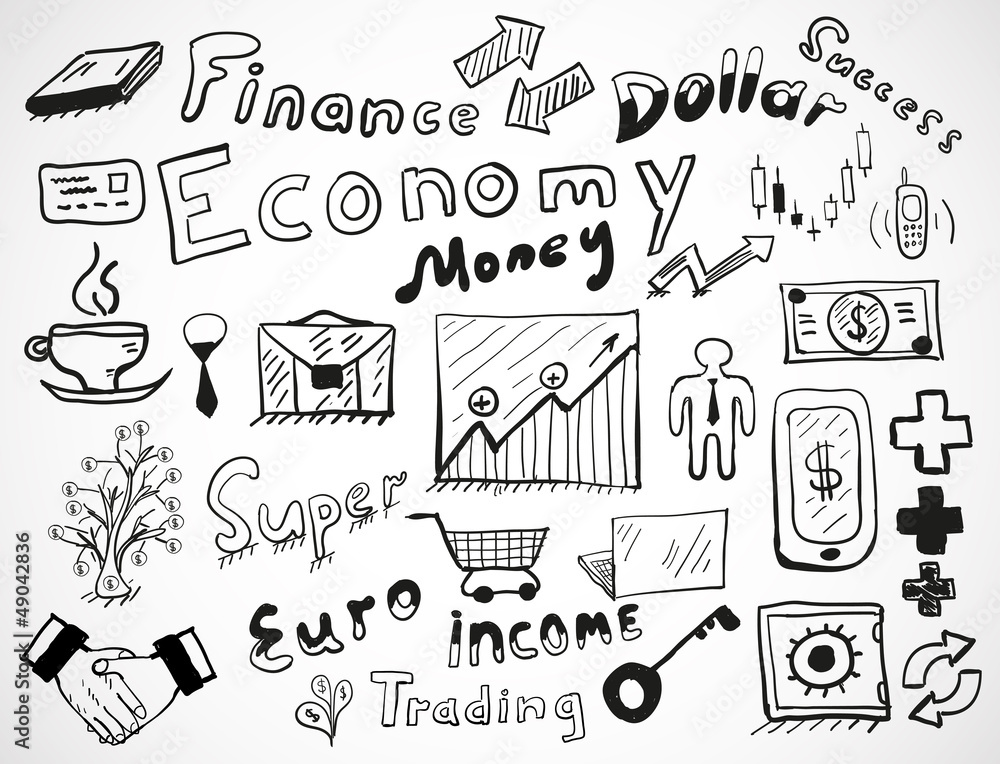 Vector tablet-drawn vector doodles: business theme Vector tablet-drawn vector doodles: business theme