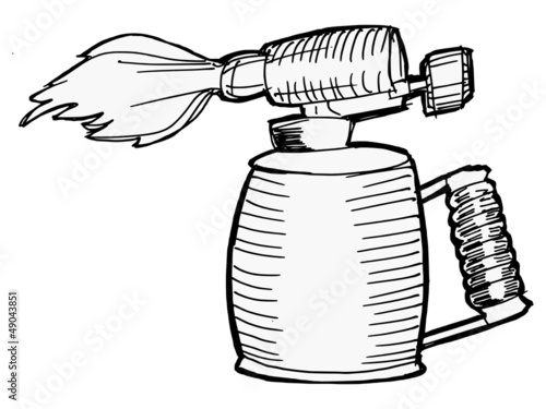 Illustration of the blowlamp with opened flame
