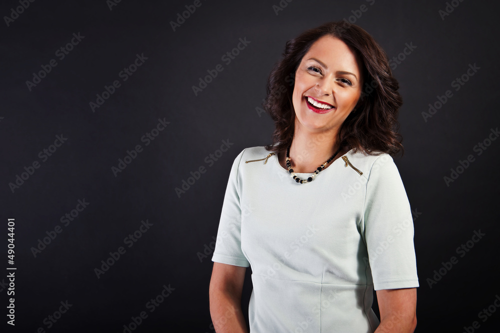 Woman in casual modern style on black background Woman in casual modern style on black background