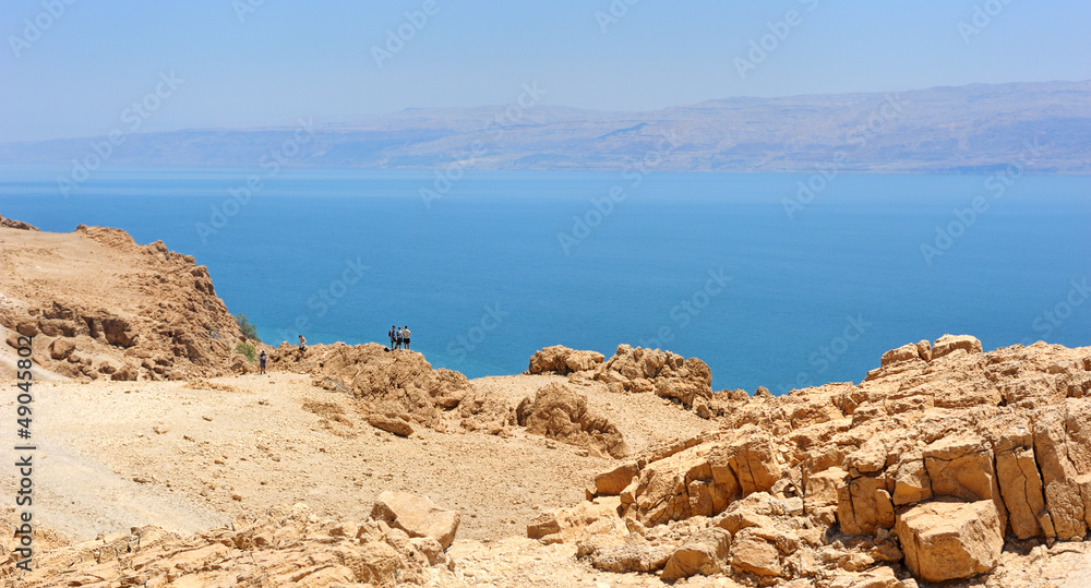 View of the Dead Sea from the slopes of the Judean mountains.