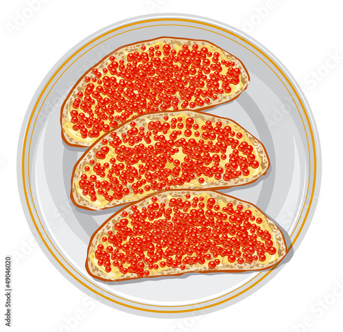 Sandwiches with red caviar