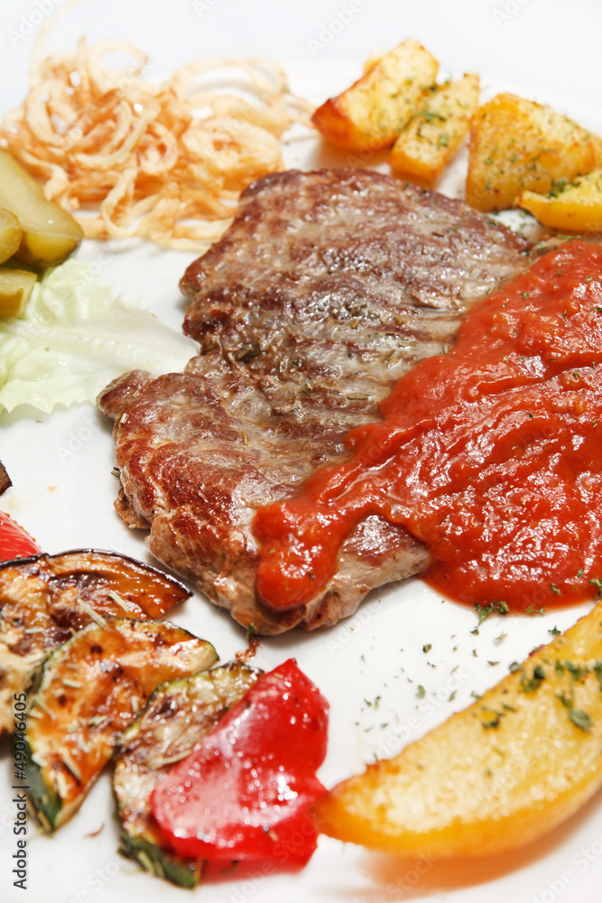 Grilled steak with vegetables Grilled steak with vegetables