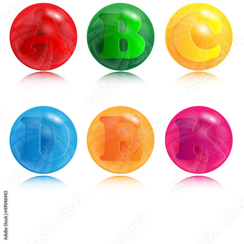 varicoloured circles with the image of letters