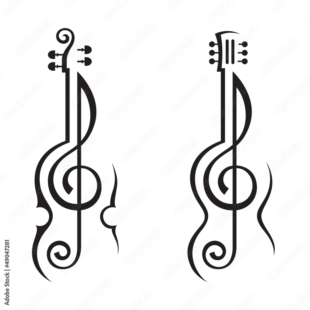 Photo & Art Print violin, guitar and treble clef, Alexkava photo-art-print-violin-guitar-and-treble-clef-alexkava